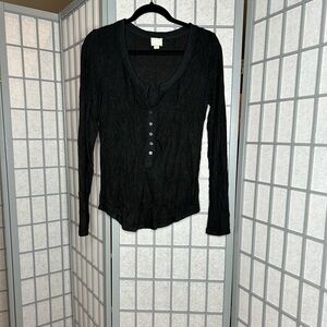 Anthropologie Postmark Black Long Sleeve Button-Up Top